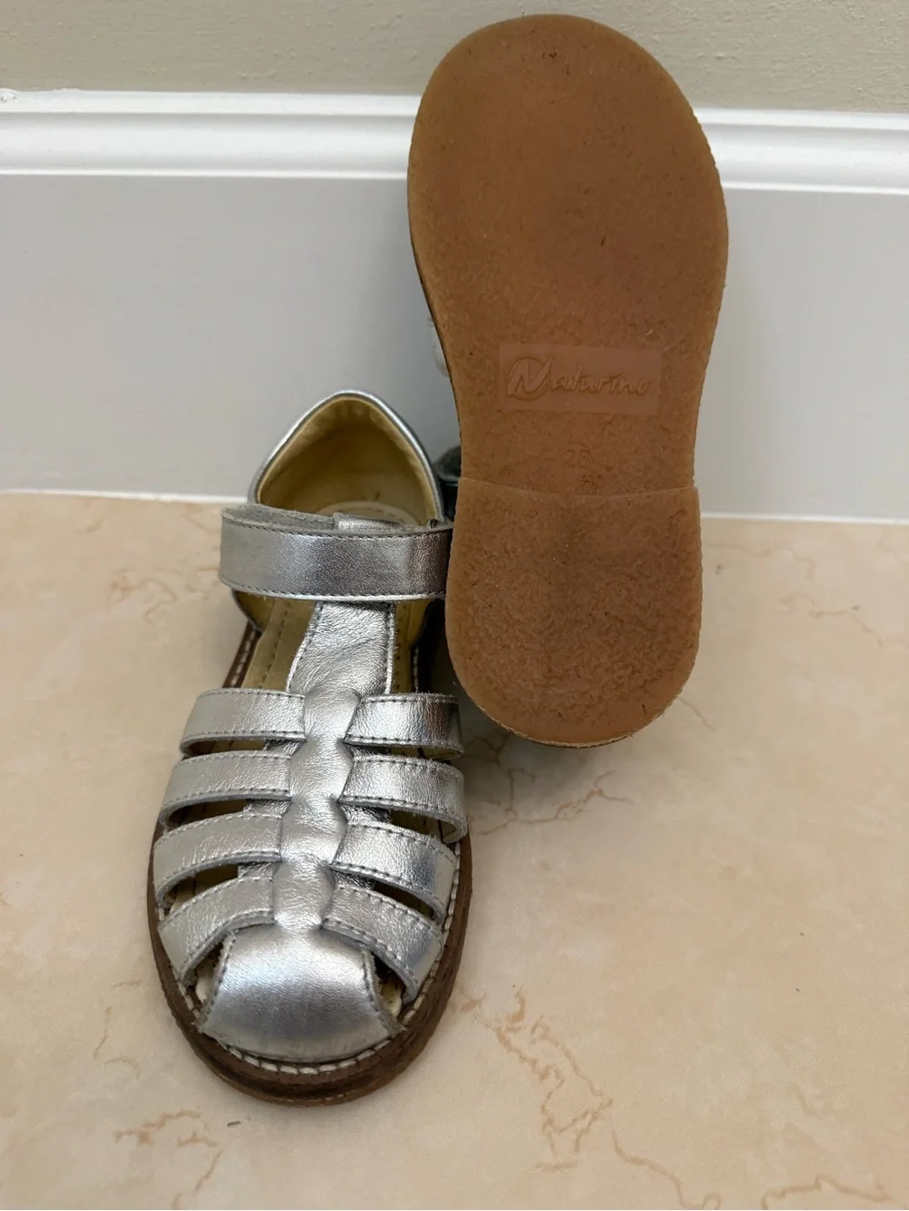 Naturino Silver Fisherman Sandals - girls size 11